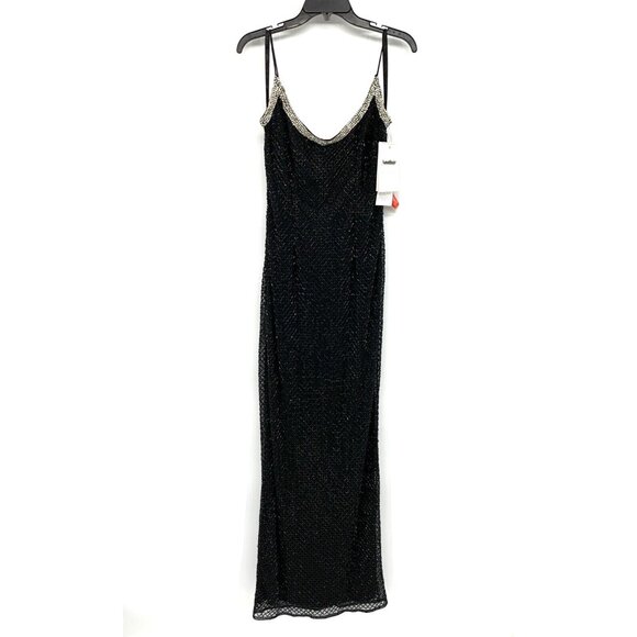 Mac Duggal Dress Black 93551 Beaded Spaghetti Strap Column Gown NWT - Picture 4 of 16